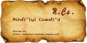 Mihályi Csanád névjegykártya